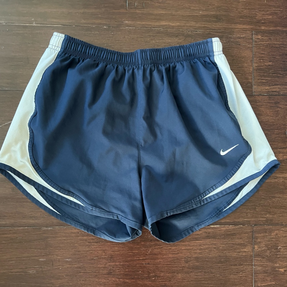 Nike Women's Dark Blue and White Athletic Shorts